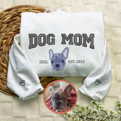 Custom Full-Color Varsity Dog Mom Embroidered Hoodie