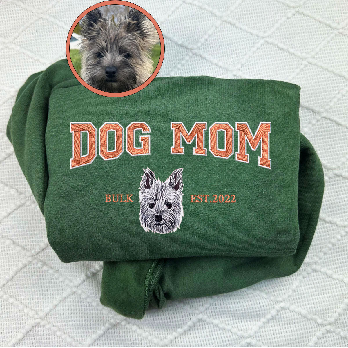 Custom Full-Color Varsity Dog Mom Embroidered Hoodie