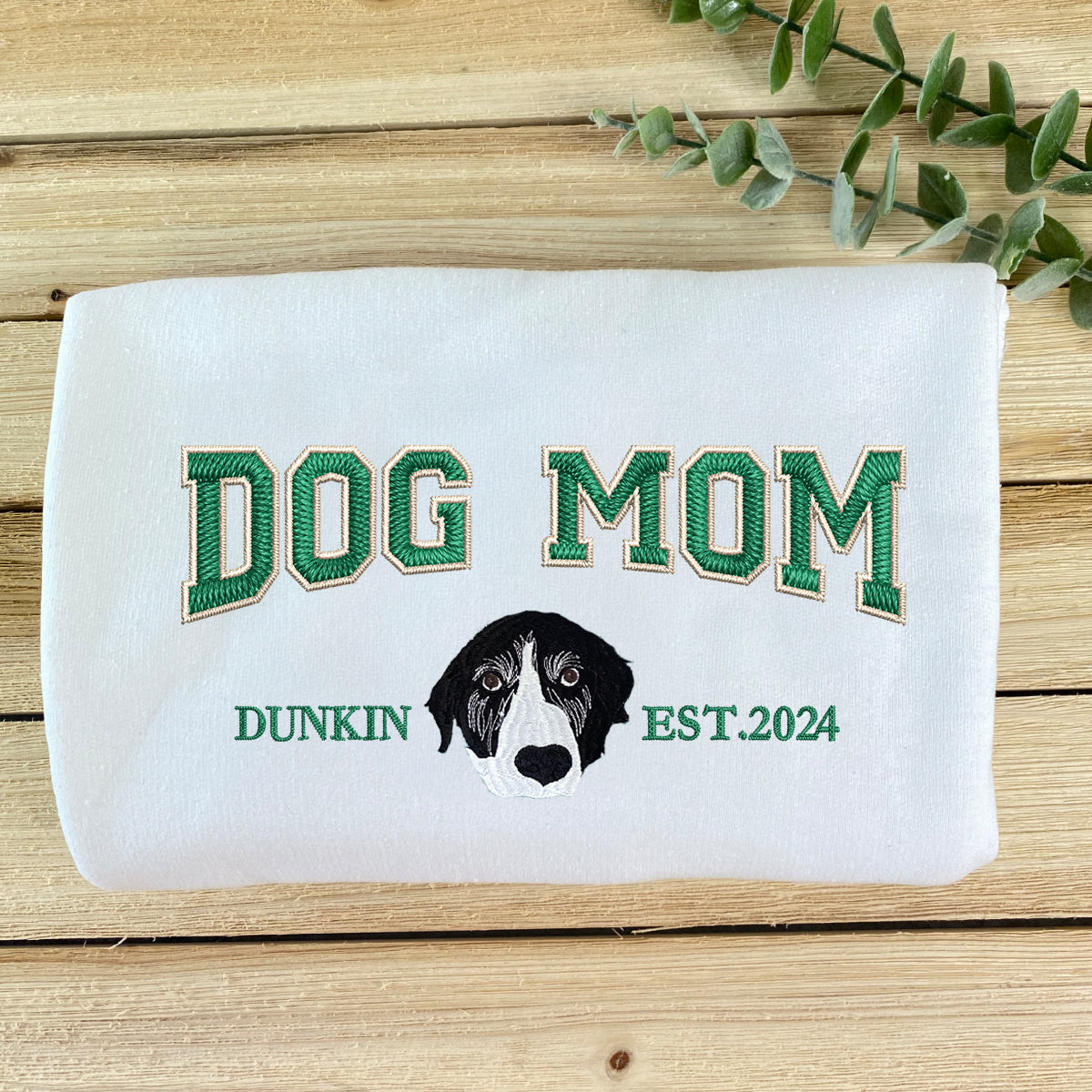 Custom Full-Color Varsity Dog Mom Embroidered Hoodie