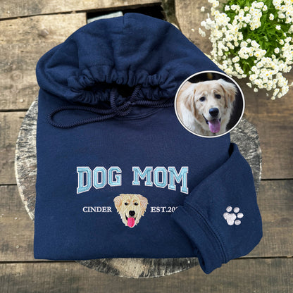 Custom Full-Color Varsity Dog Mom Embroidered Hoodie