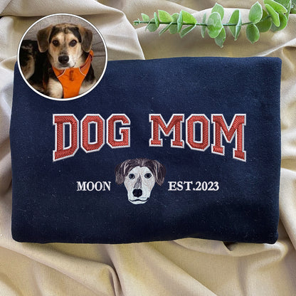 Custom Full-Color Varsity Dog Mom Embroidered Hoodie