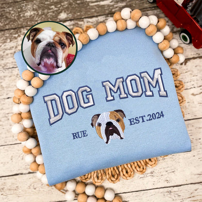 Custom Full-Color Varsity Dog Mom Embroidered Hoodie