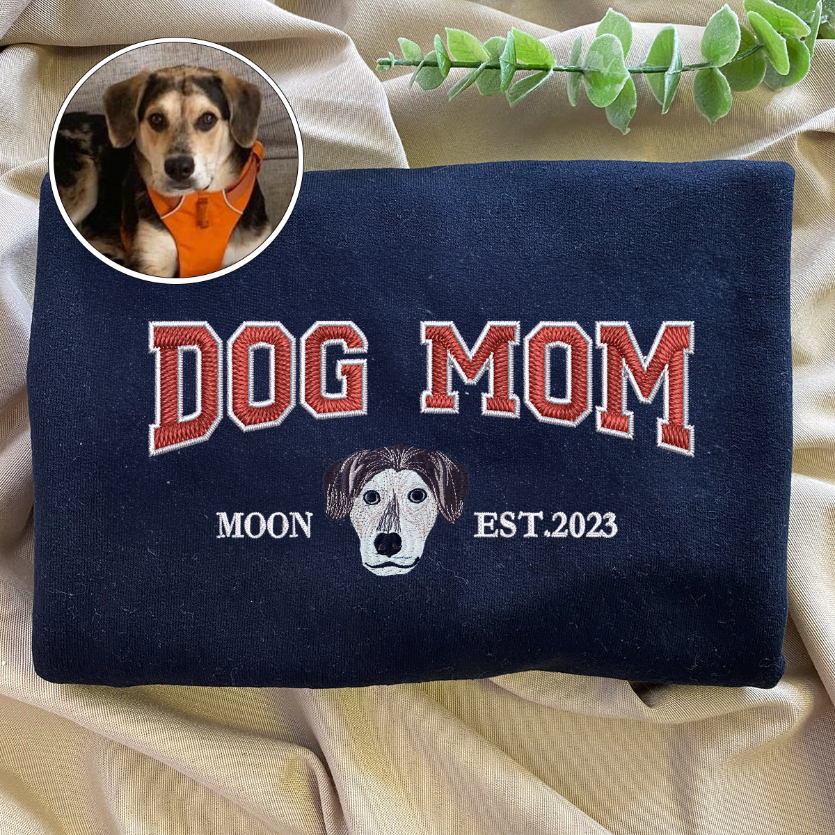 Custom Full-Color Varsity Dog Mom Embroidered Sweatshirt