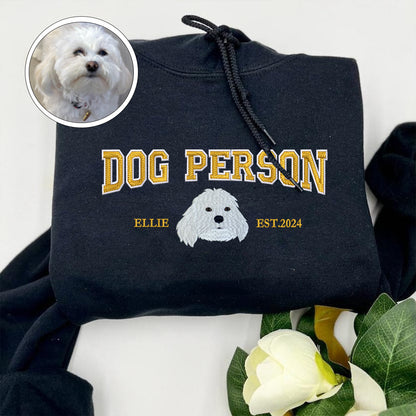 Custom Full-Color Varsity Dog Person Embroidered Hoodie