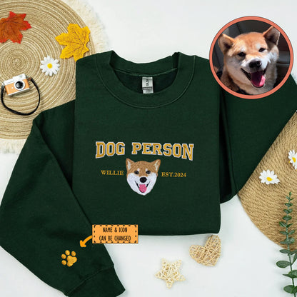 Custom Full-Color Varsity Dog Person Embroidered Sweatshirt