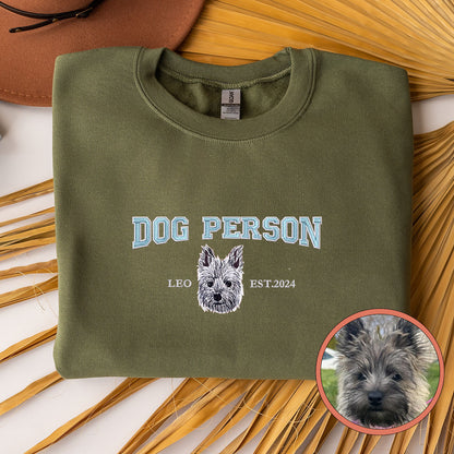 Custom Full-Color Varsity Dog Person Embroidered Sweatshirt