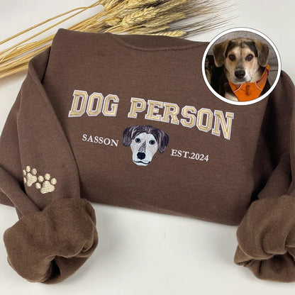 Custom Full-Color Varsity Dog Person Embroidered Sweatshirt