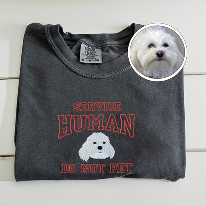 Custom Full-Color Varsity Dog Service Human Do Not Pet Embroidered T-Shirt