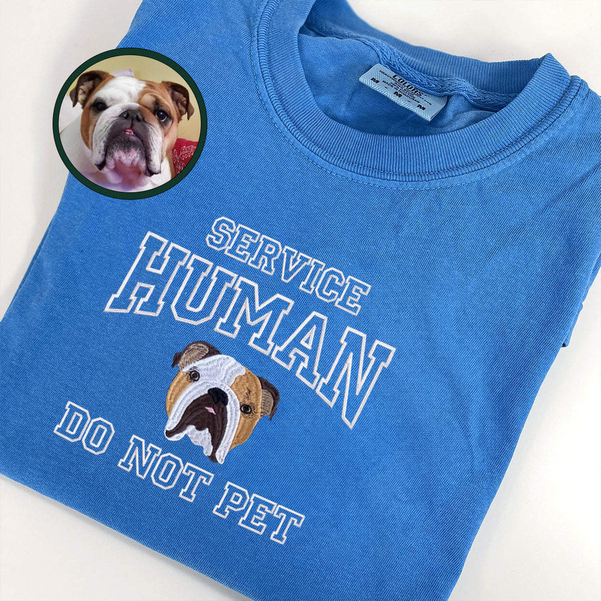 Custom Full-Color Varsity Dog Service Human Do Not Pet Embroidered T-Shirt