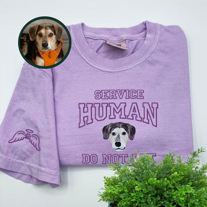 Custom Full-Color Varsity Dog Service Human Do Not Pet Embroidered T-Shirt