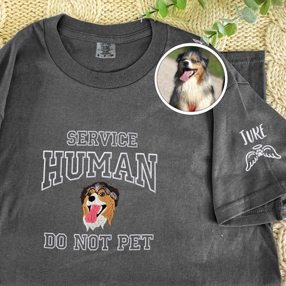 Custom Full-Color Varsity Dog Service Human Do Not Pet Embroidered T-Shirt