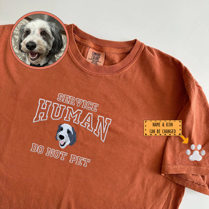 Custom Full-Color Varsity Dog Service Human Do Not Pet Embroidered T-Shirt