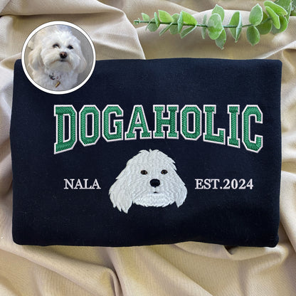 Custom Full-Color Varsity Dogaholic Embroidered Sweatshirt