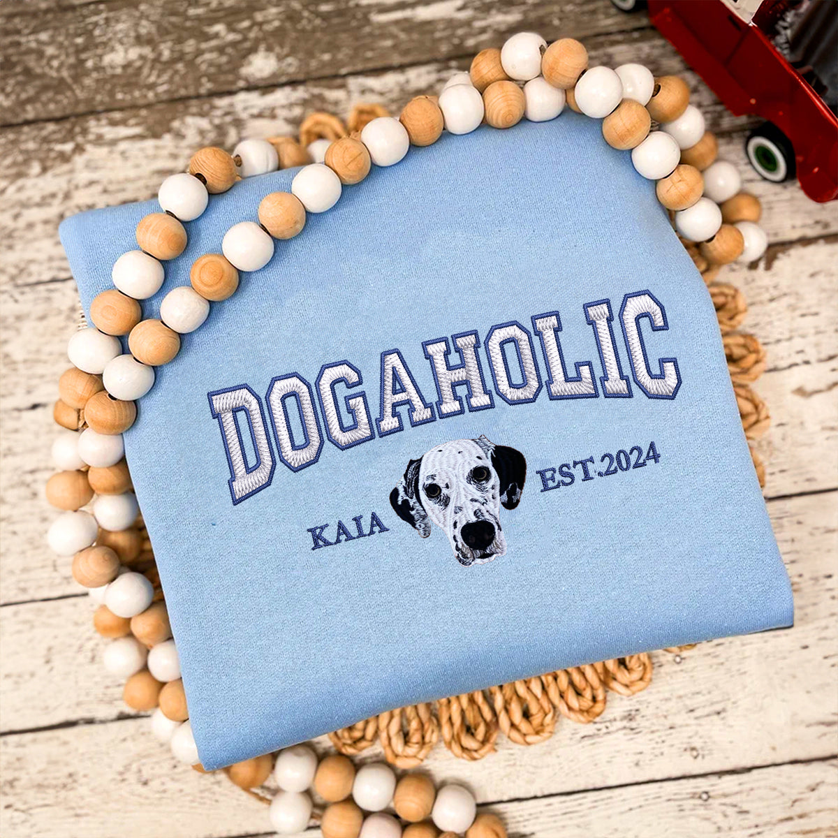 Custom Full-Color Varsity Dogaholic Embroidered Sweatshirt