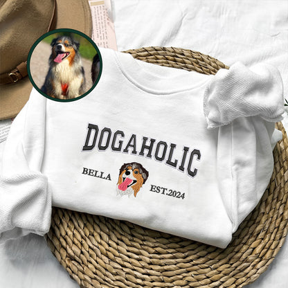 Custom Full-Color Varsity Dogaholic Embroidered Sweatshirt