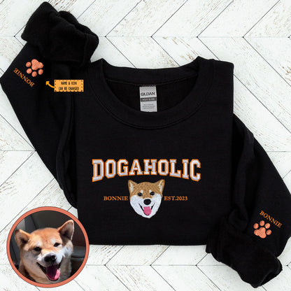 Custom Full-Color Varsity Dogaholic Embroidered Sweatshirt