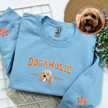 Custom Full-Color Varsity Dogaholic Embroidered Sweatshirt