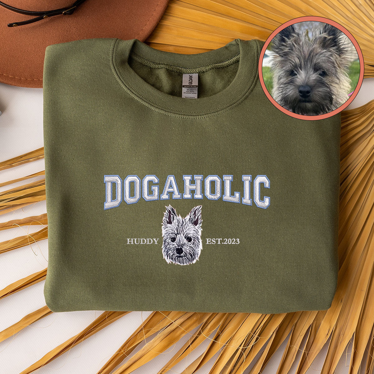 Custom Full-Color Varsity Dogaholic Embroidered Sweatshirt