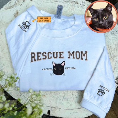 Custom Full-Color Varsity Rescue Mom Embroidered Sweatshirt