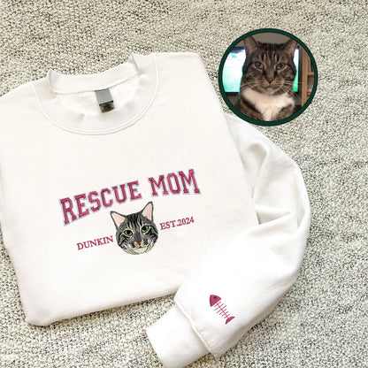 Custom Full-Color Varsity Rescue Mom Embroidered Sweatshirt