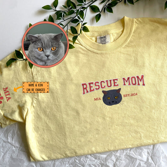 Custom Full-Color Varsity Rescue Mom Embroidered T-Shirt