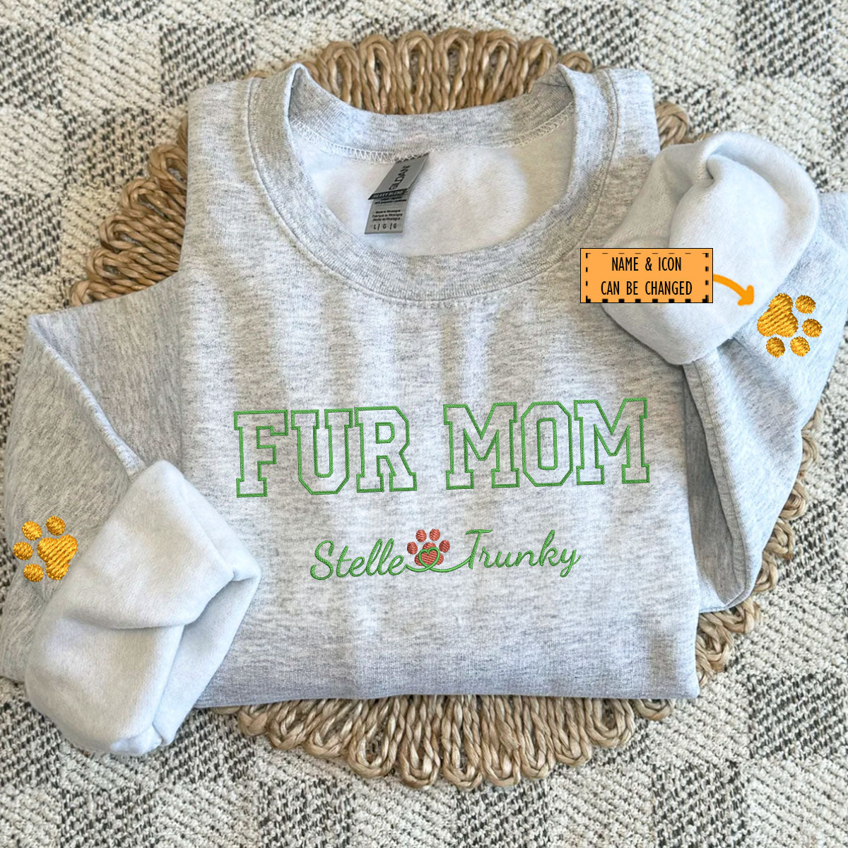 Custom Fur Mom With Names Embroidered Sweatshirt