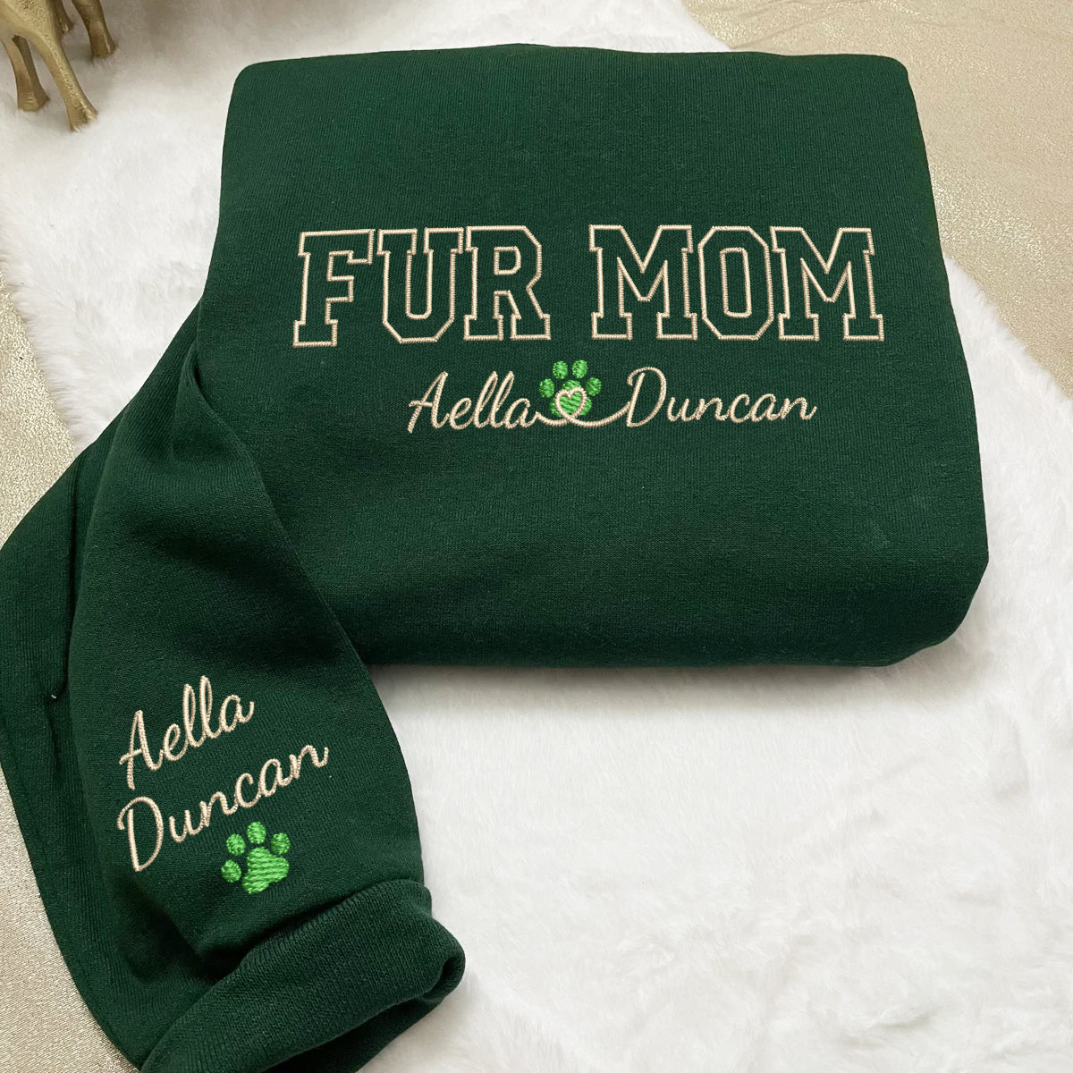 Custom Fur Mom With Names Embroidered Sweatshirt