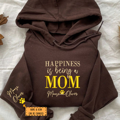 Custom Happiness Is Being A Mom With Names Embroidered Hoodie