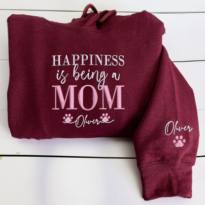 Custom Happiness Is Being A Mom With Names Embroidered Hoodie