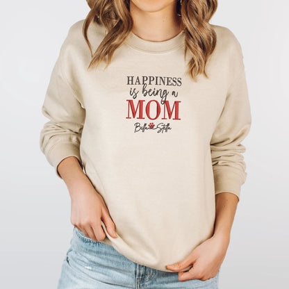 Custom Happiness Is Being A Mom With Names Embroidered Sweatshirt