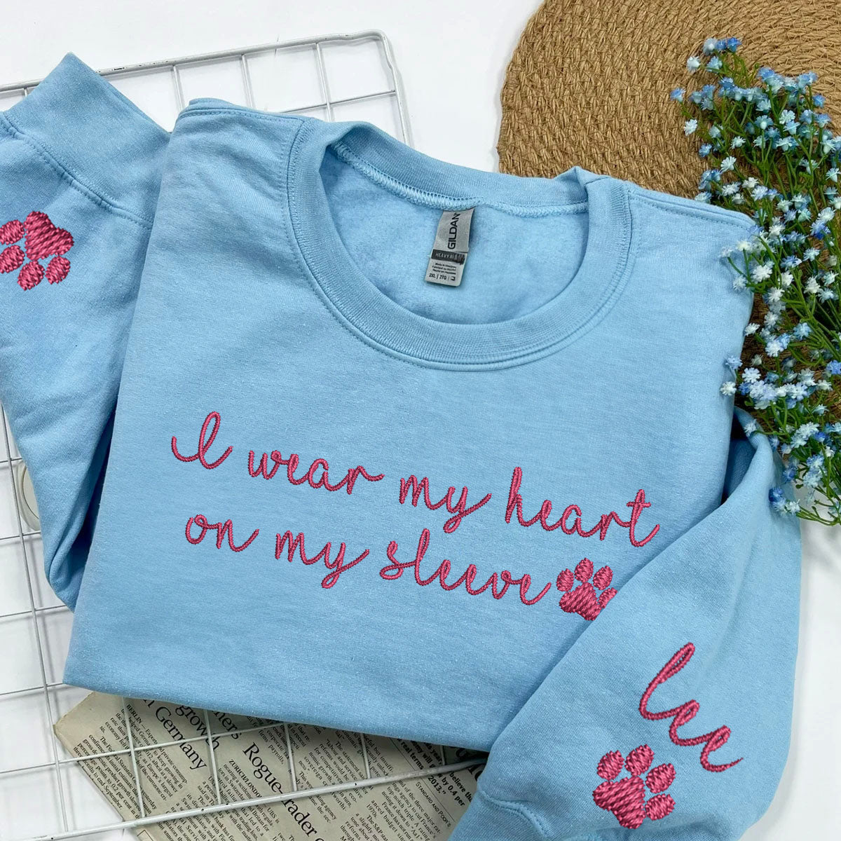 Custom I Wear My Heart On My Sleeve Embroidered Sweatshirt