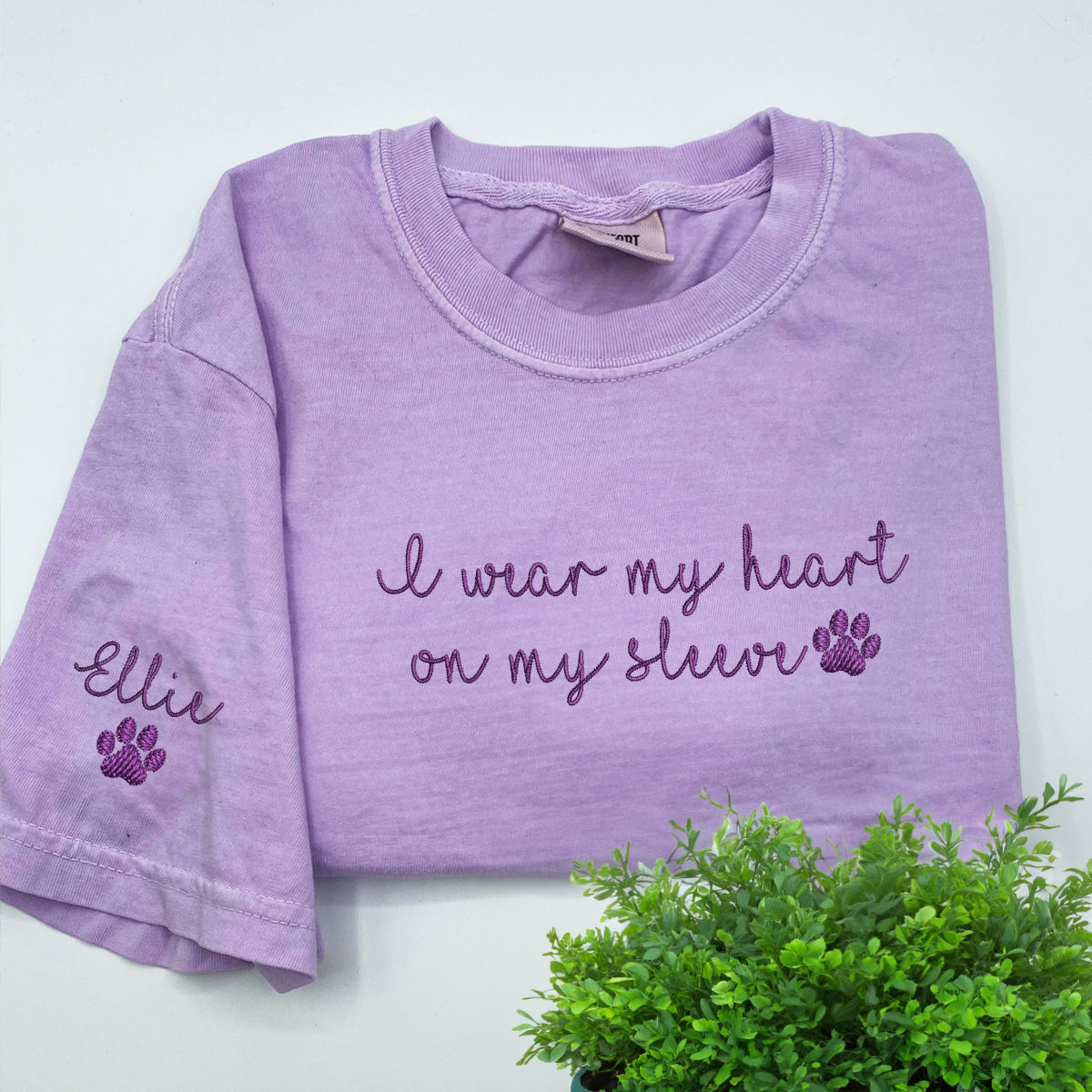 Custom I Wear My Heart On My Sleeve Embroidered T-Shirt