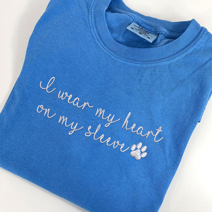 Custom I Wear My Heart On My Sleeve Embroidered T-Shirt