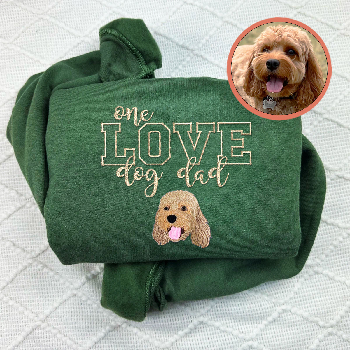 Custom One Love Dog Dad Embroidered Hoodie