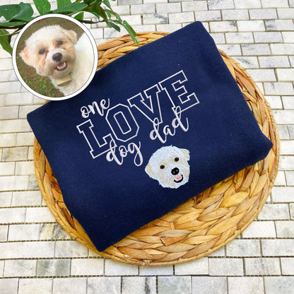 Custom One Love Dog Dad Embroidered Hoodie