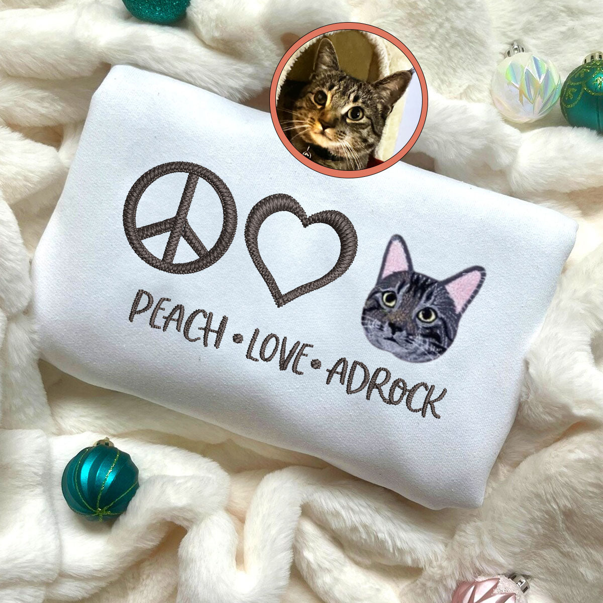 Custom Peace Love Pet With Pet Names Embroidered Sweatshirt