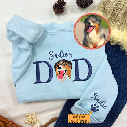 Custom Pet Dad With Pet Name Embroidered Hoodie