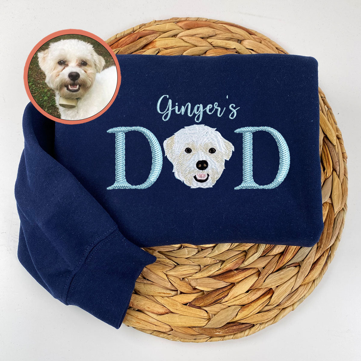 Custom Pet Dad With Pet Name Embroidered Hoodie