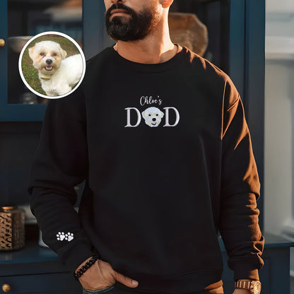 Custom Pet Dad With Pet Name Embroidered Sweatshirt