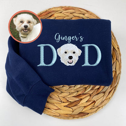 Custom Pet Dad With Pet Name Embroidered Sweatshirt