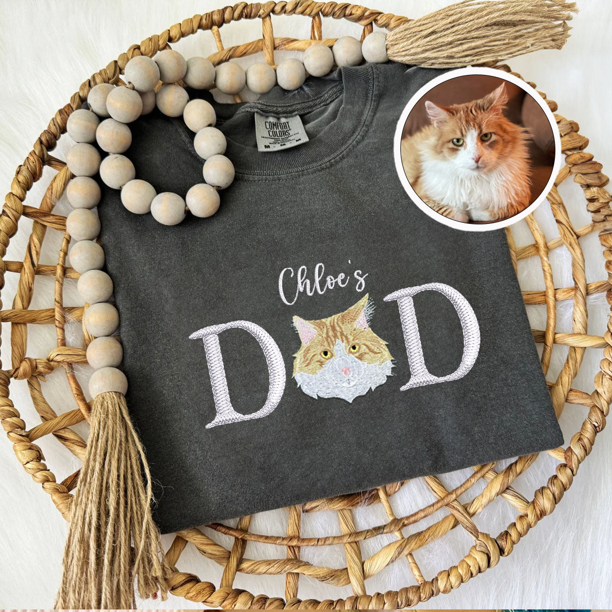 Custom Pet Dad With Pet Name Embroidered T-Shirt