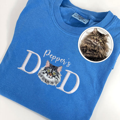 Custom Pet Dad With Pet Name Embroidered T-Shirt