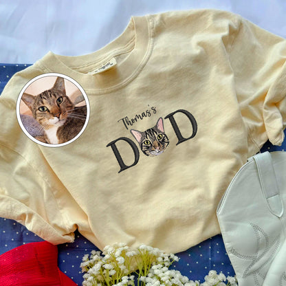 Custom Pet Dad With Pet Name Embroidered T-Shirt