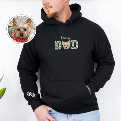 Custom Pet Dad With Pet Photo Embroidered Hoodie