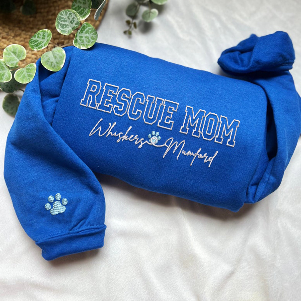 Custom Rescue Mom With Names Embroidered Sweatshirt