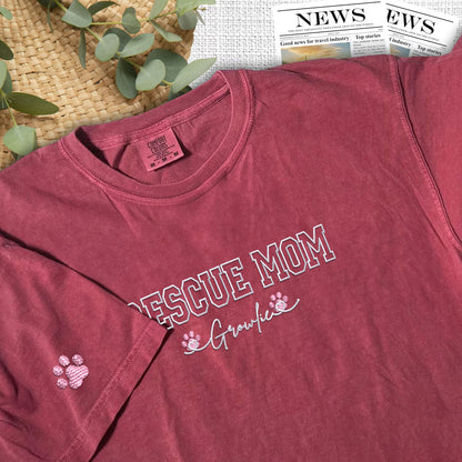 Custom Rescue Mom With Names Embroidered T-Shirt